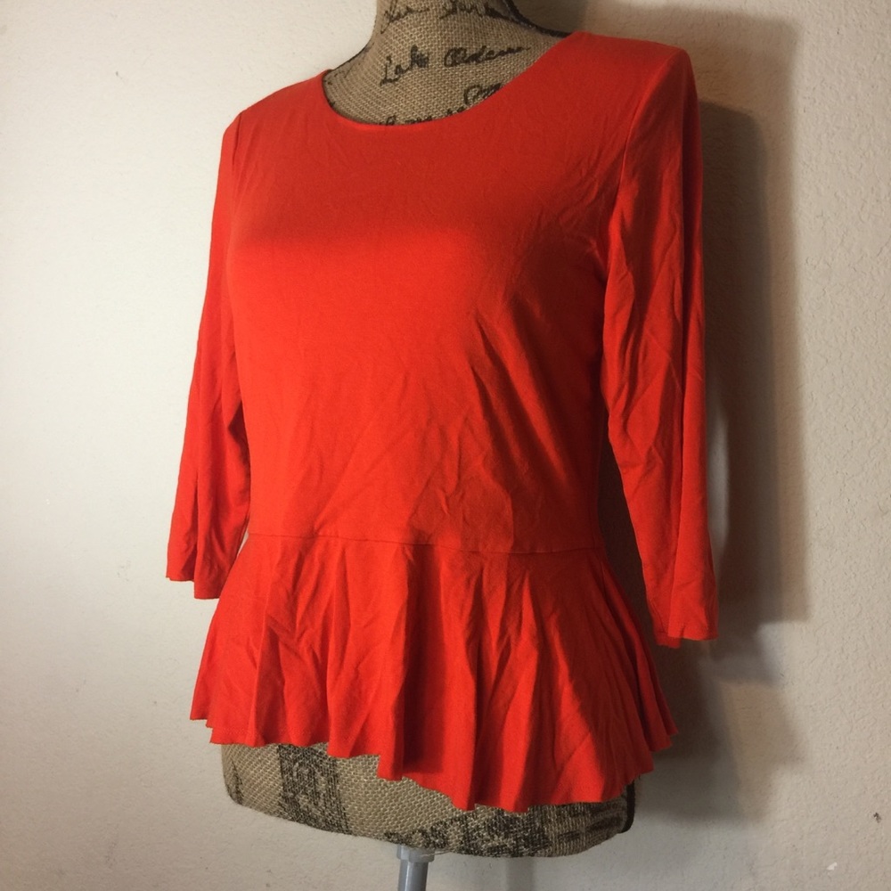 Sale Vince Camuto Plain Orange 3/4 Top. In Size.PL